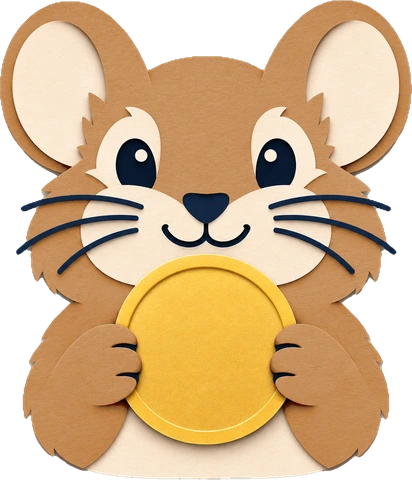 Peeka holding a coin